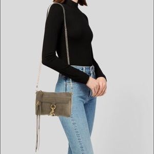 Rebecca Minkoff Suede Crossbody Bag Green.